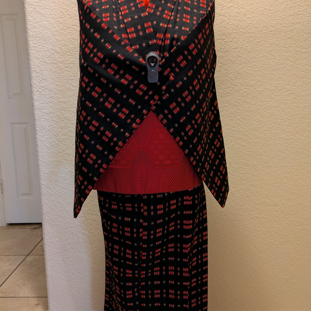Stylish Black and Red Plaid Kimono